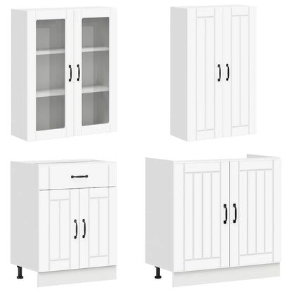 White Kitchen Cabinet Set 8 Piece Engineered Wood | HomeAndL - 3