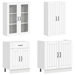 White Kitchen Cabinet Set 8 Piece Engineered Wood | HomeAndL