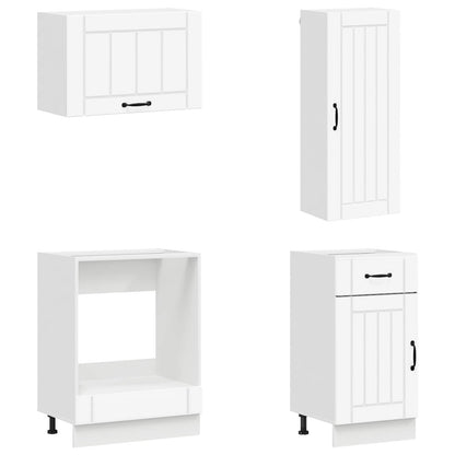 White Kitchen Cabinet Set 8 Piece Engineered Wood | HomeAndL - 4