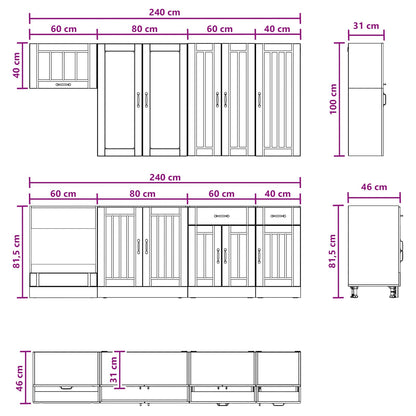 White Kitchen Cabinet Set 8 Piece Engineered Wood | HomeAndL - 8
