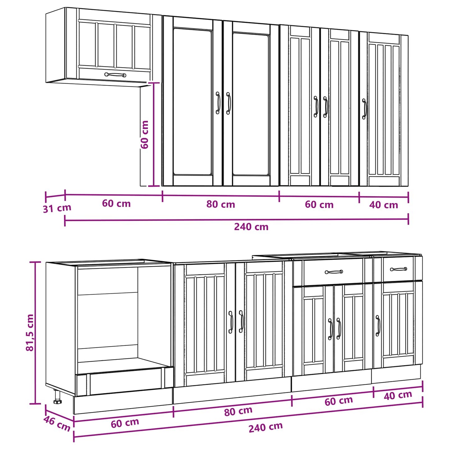 White Kitchen Cabinet Set 8 Piece Engineered Wood | HomeAndL - 9