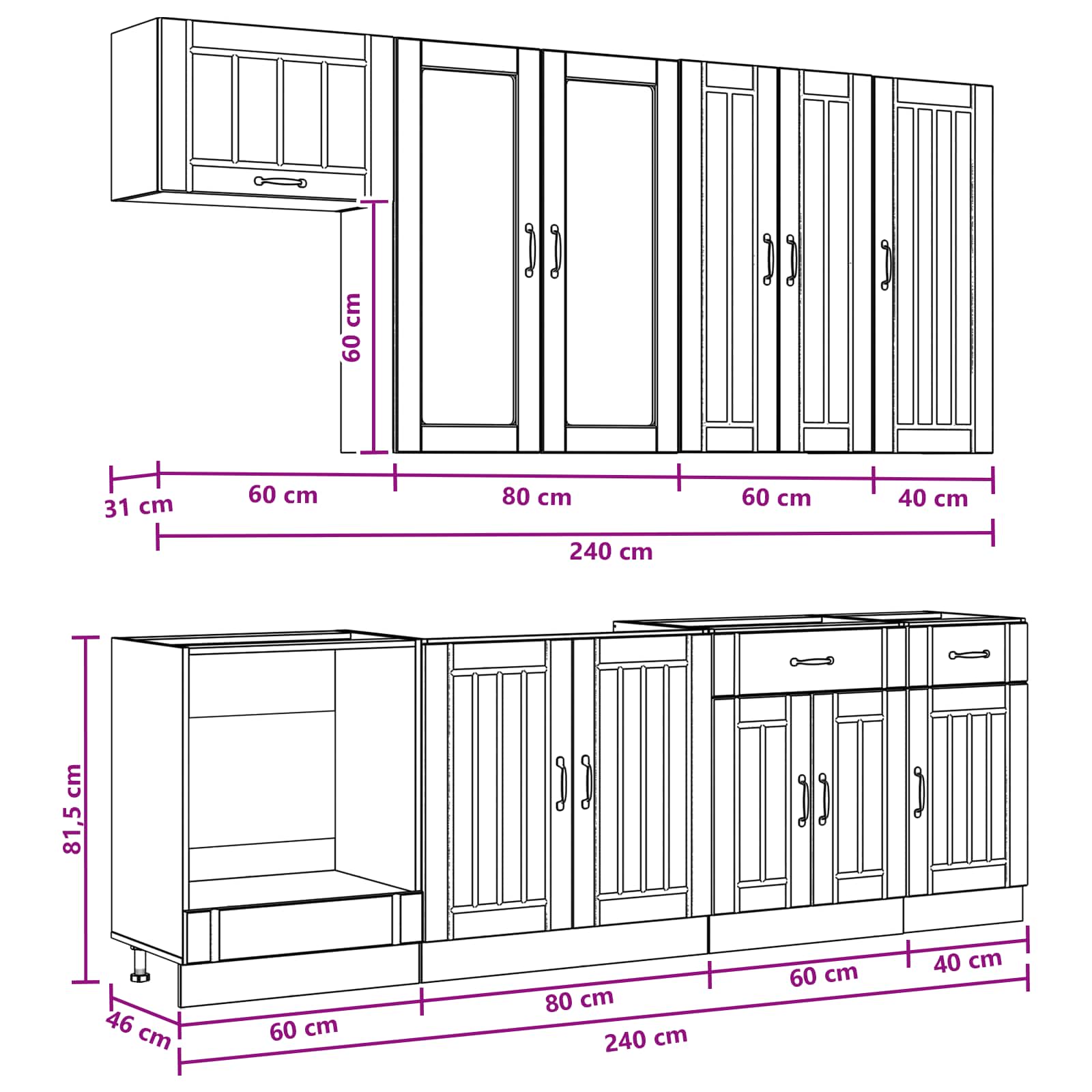 White Kitchen Cabinet Set 8 Piece Engineered Wood | HomeAndL - 9