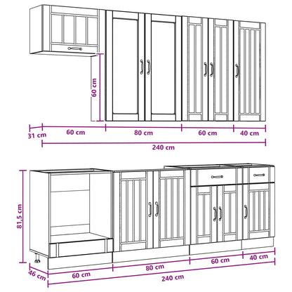 White Kitchen Cabinet Set 8 Piece Engineered Wood | HomeAndL - 9