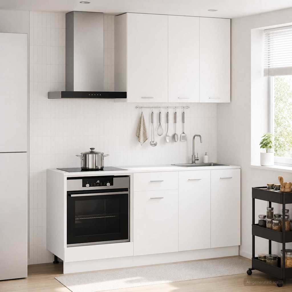 White Kitchen Cabinet Set 5 Piece Engineered Wood | HomeAndL