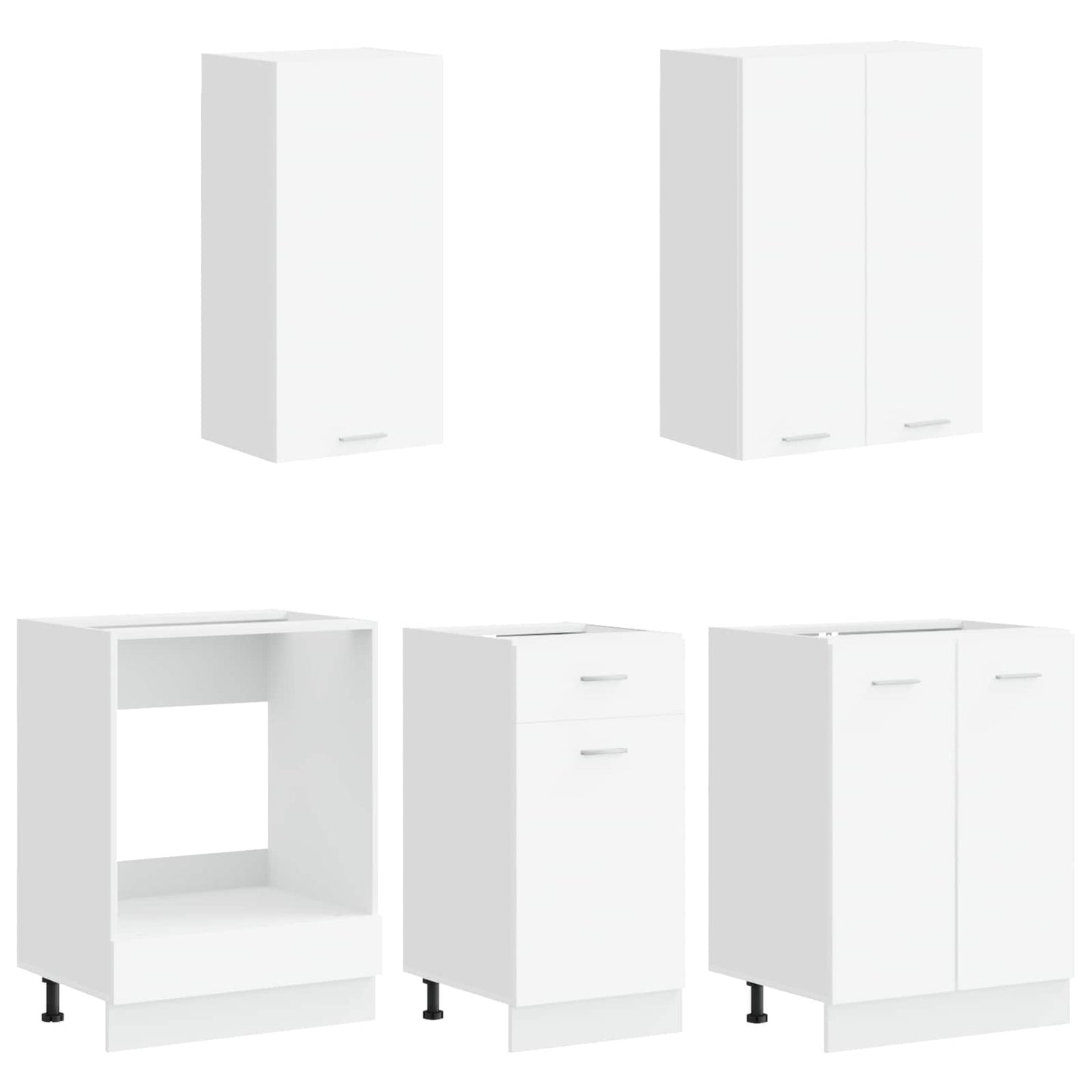 White Kitchen Cabinet Set 5 Piece Engineered Wood | HomeAndL - 3