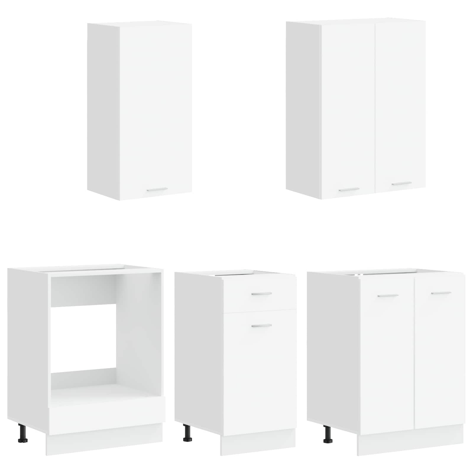 White Kitchen Cabinet Set 5 Piece Engineered Wood | HomeAndL - 3