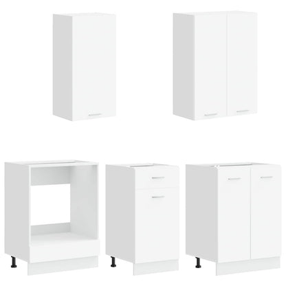 White Kitchen Cabinet Set 5 Piece Engineered Wood | HomeAndL - 3