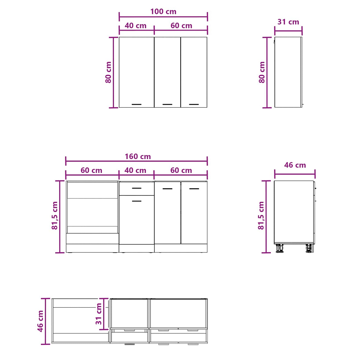 White Kitchen Cabinet Set 5 Piece Engineered Wood | HomeAndL - 7