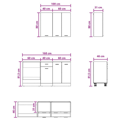 White Kitchen Cabinet Set 5 Piece Engineered Wood | HomeAndL - 7