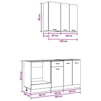 White Kitchen Cabinet Set 5 Piece Engineered Wood | HomeAndL - 8