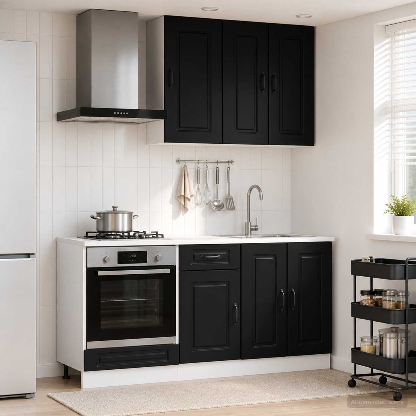 Black Kitchen Cabinet Set 5 Piece | HomeAndLiving