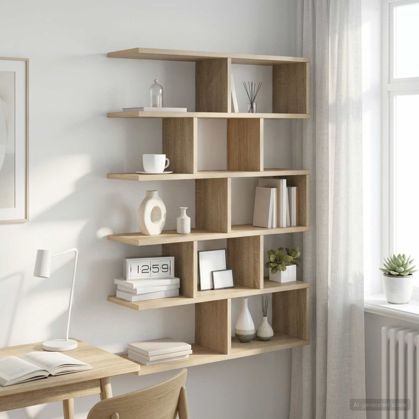 Wall Shelf 12 Compartments Sonoma Oak | HomeAndLiving