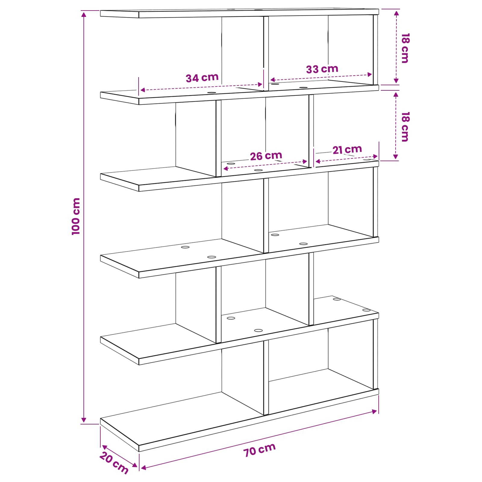 Wall Shelf 12 Compartments Sonoma Oak | HomeAndLiving - 8