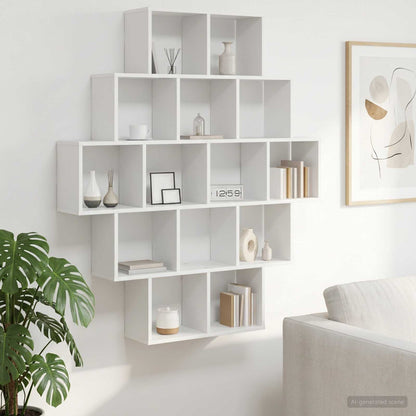 White Wall Shelf 14 Compartments 120cm | HomeAndLiving