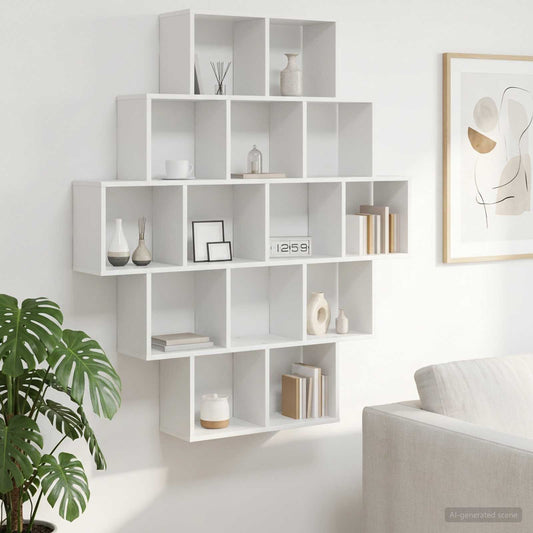 White Wall Shelf 14 Compartments 120cm | HomeAndLiving