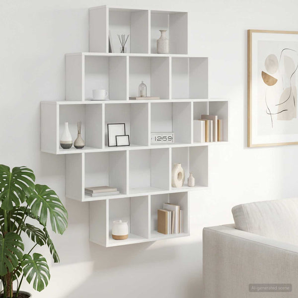  White Wall Shelf 14 Compartments 120cm | HomeAndLiving