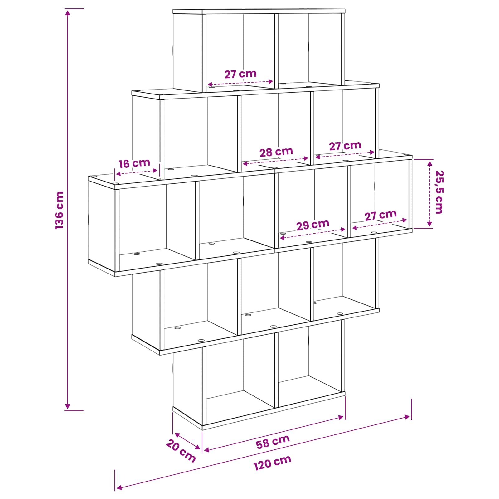 White Wall Shelf 14 Compartments 120cm | HomeAndLiving - 8