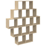 Wall Shelf 14 Compartments Sonoma Oak | HomeAndLiving