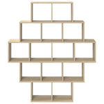 Wall Shelf 14 Compartments Sonoma Oak | HomeAndLiving