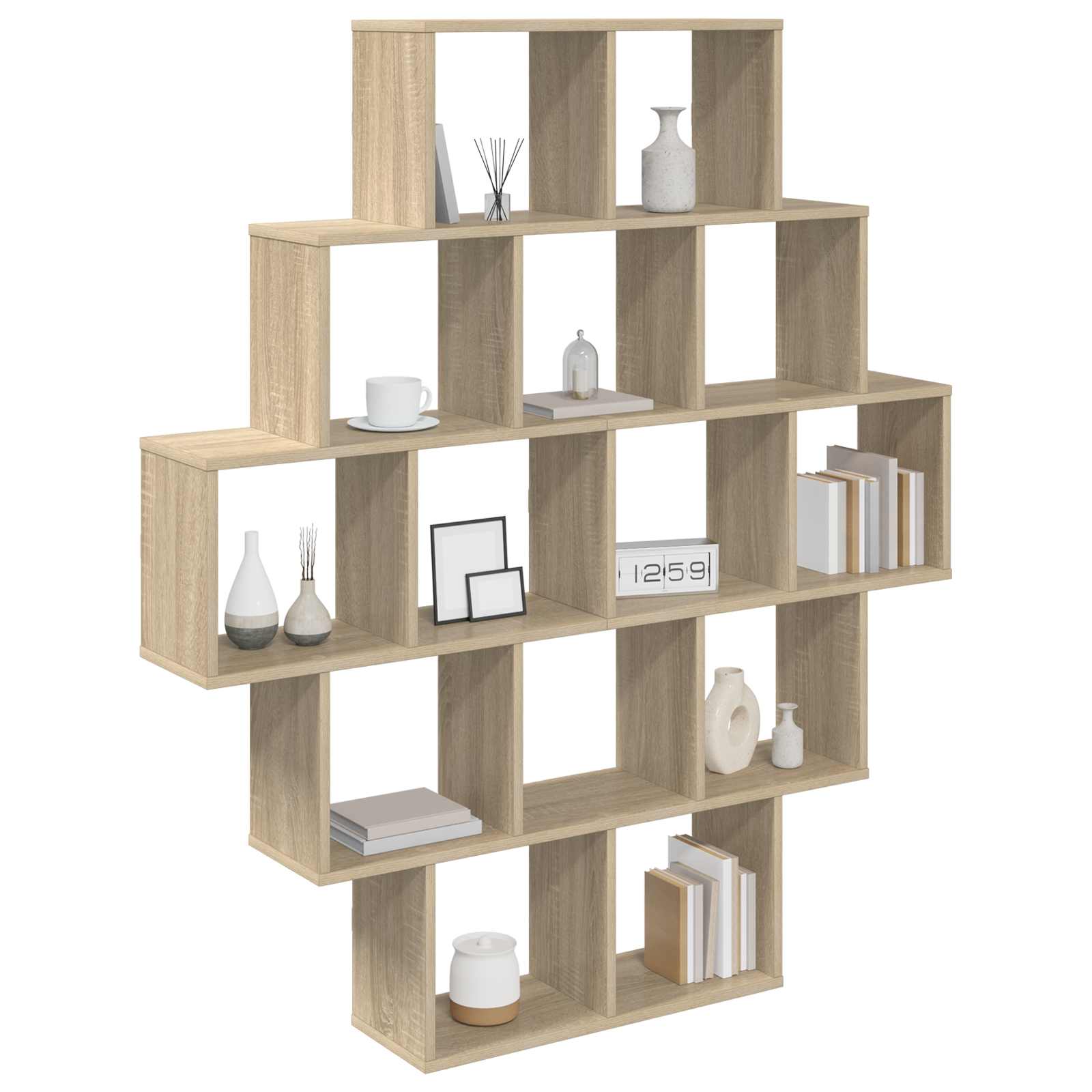 Wall Shelf 14 Compartments Sonoma Oak | HomeAndLiving - 3