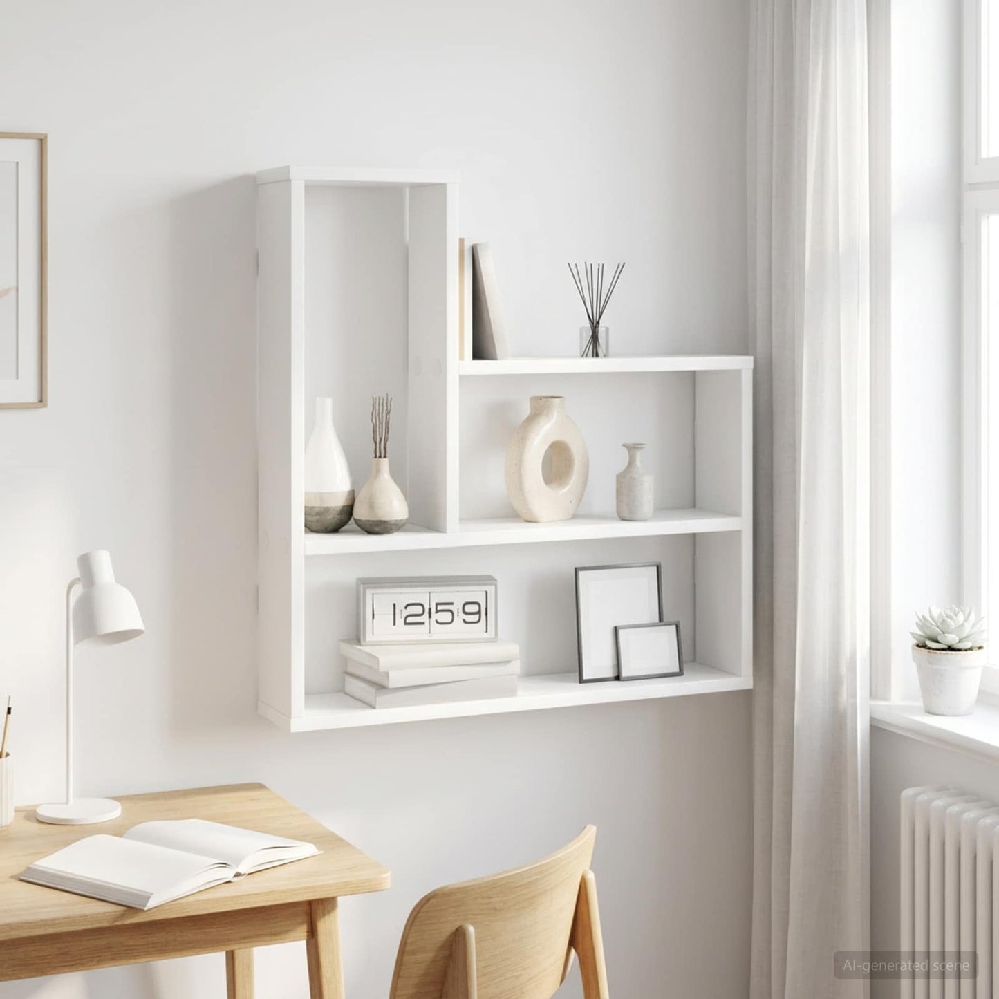 White Wall Shelf 60cm Engineered Wood | HomeAndLiving