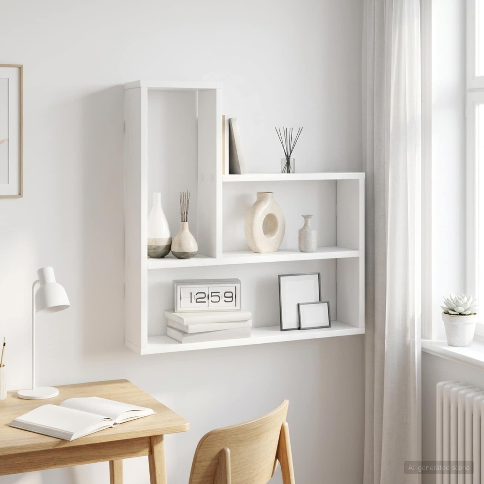 White Wall Shelf 60cm Engineered Wood | HomeAndLiving