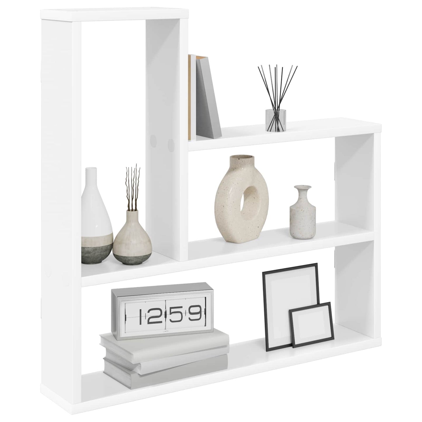 White Wall Shelf 60cm Engineered Wood | HomeAndLiving - 3