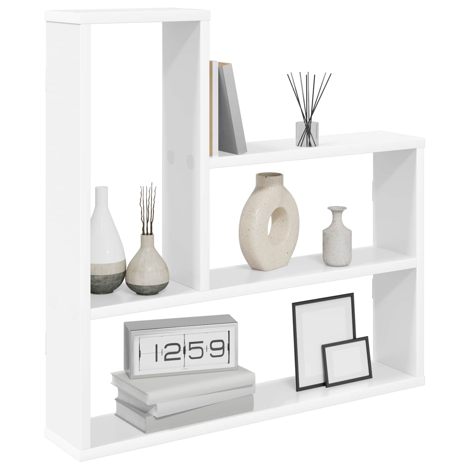 White Wall Shelf 60cm Engineered Wood | HomeAndLiving - 3