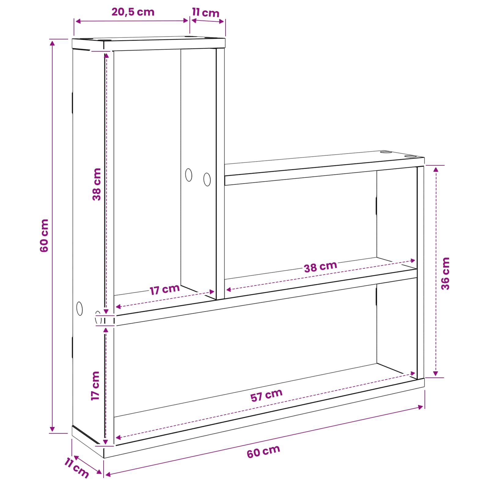 Sonoma Oak Wall Shelf 60cm Engineered Wood | HomeAndLiving - 8