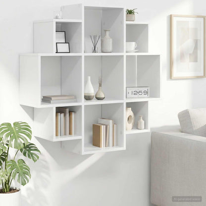 White Wall Shelf 9 Compartments 90cm | HomeAndLiving