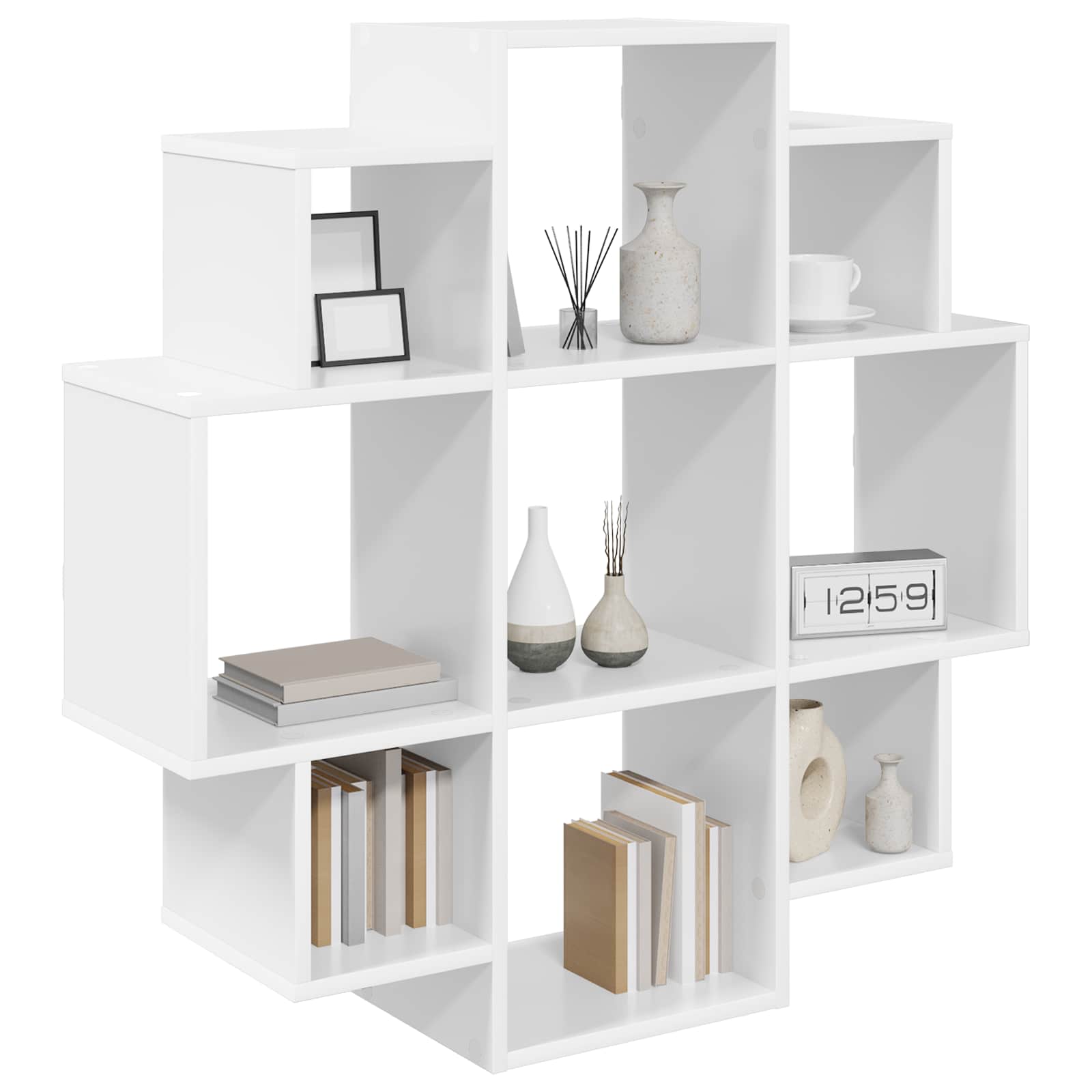 White Wall Shelf 9 Compartments 90cm | HomeAndLiving - 3
