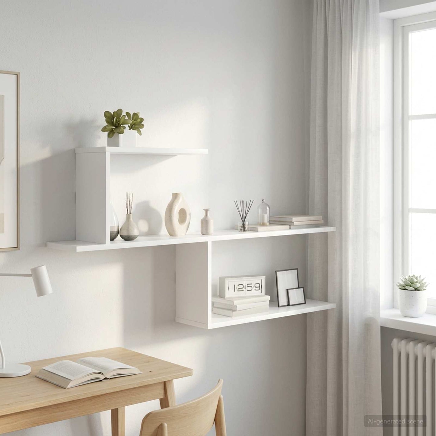 White Wall Shelf 122cm Engineered Wood | HomeAndLiving