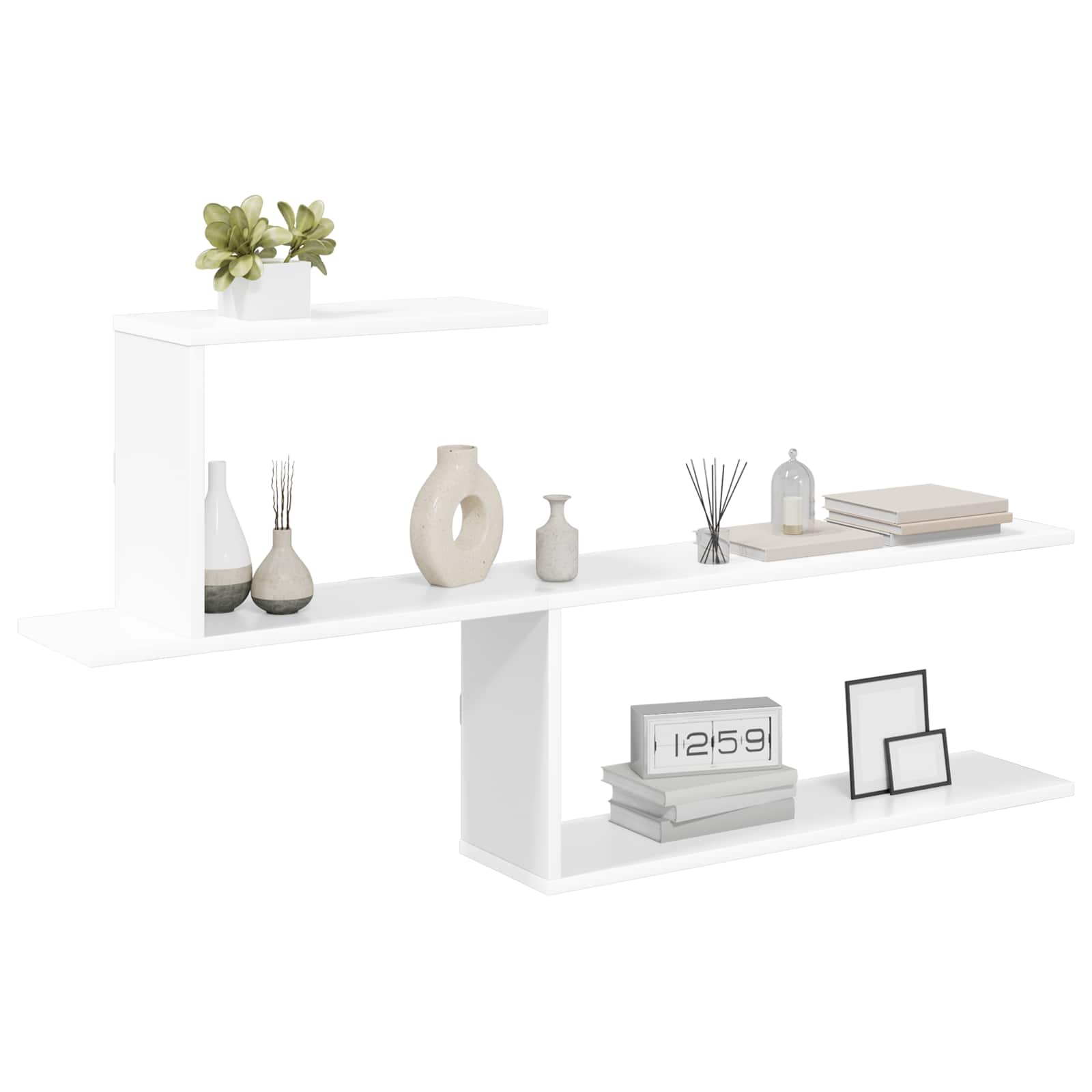 White Wall Shelf 122cm Engineered Wood | HomeAndLiving - 3