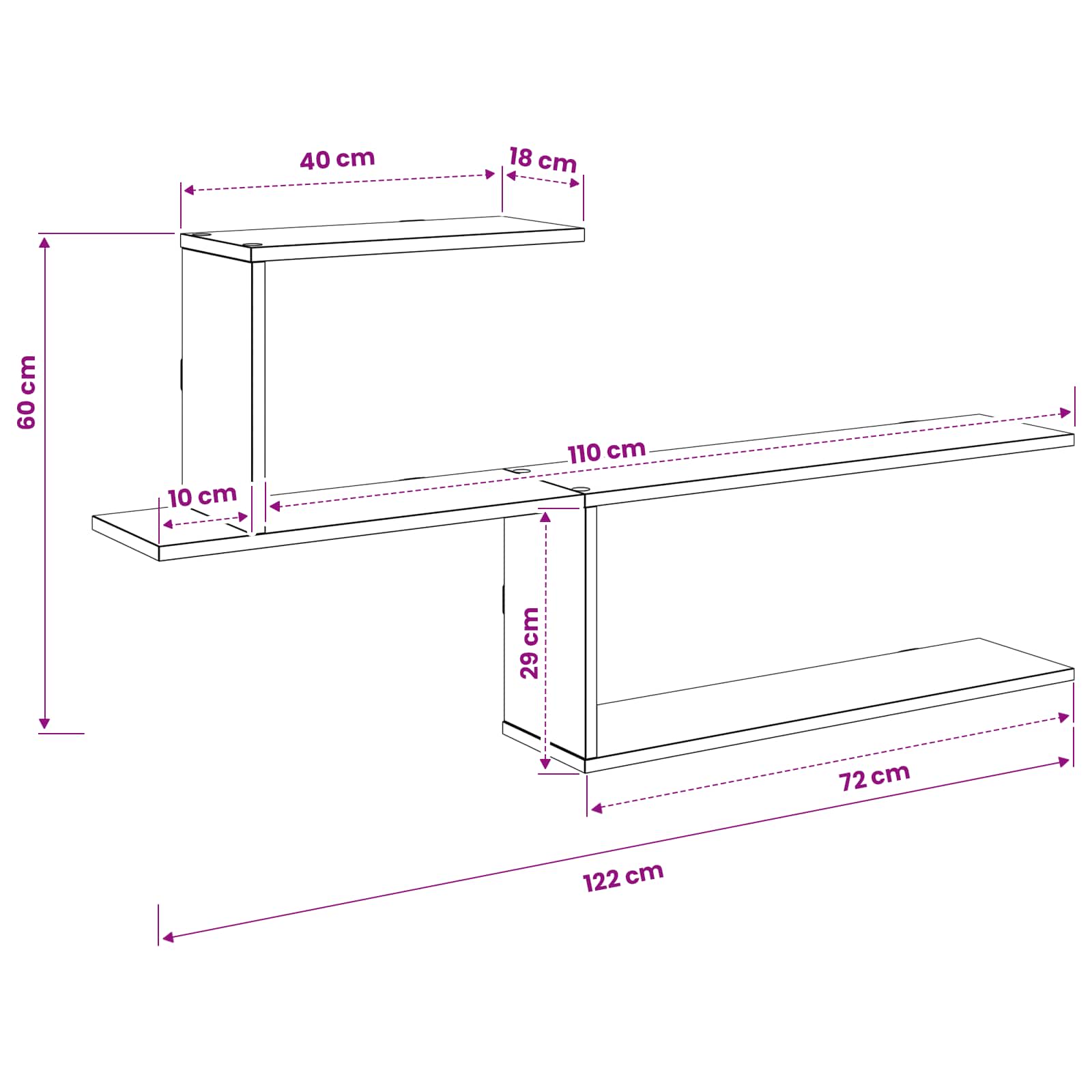 White Wall Shelf 122cm Engineered Wood | HomeAndLiving - 8