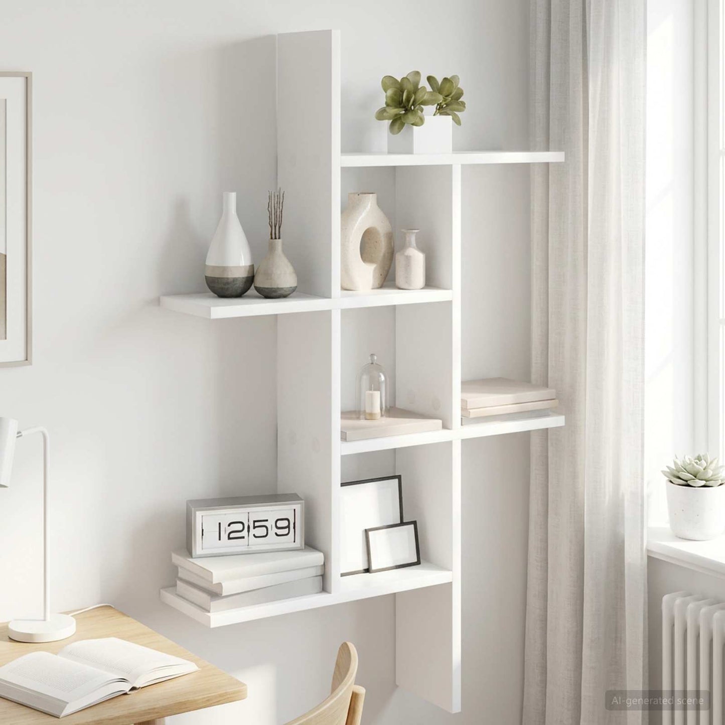White Wall Shelf 5 Tier Engineered Wood | HomeAndLiving
