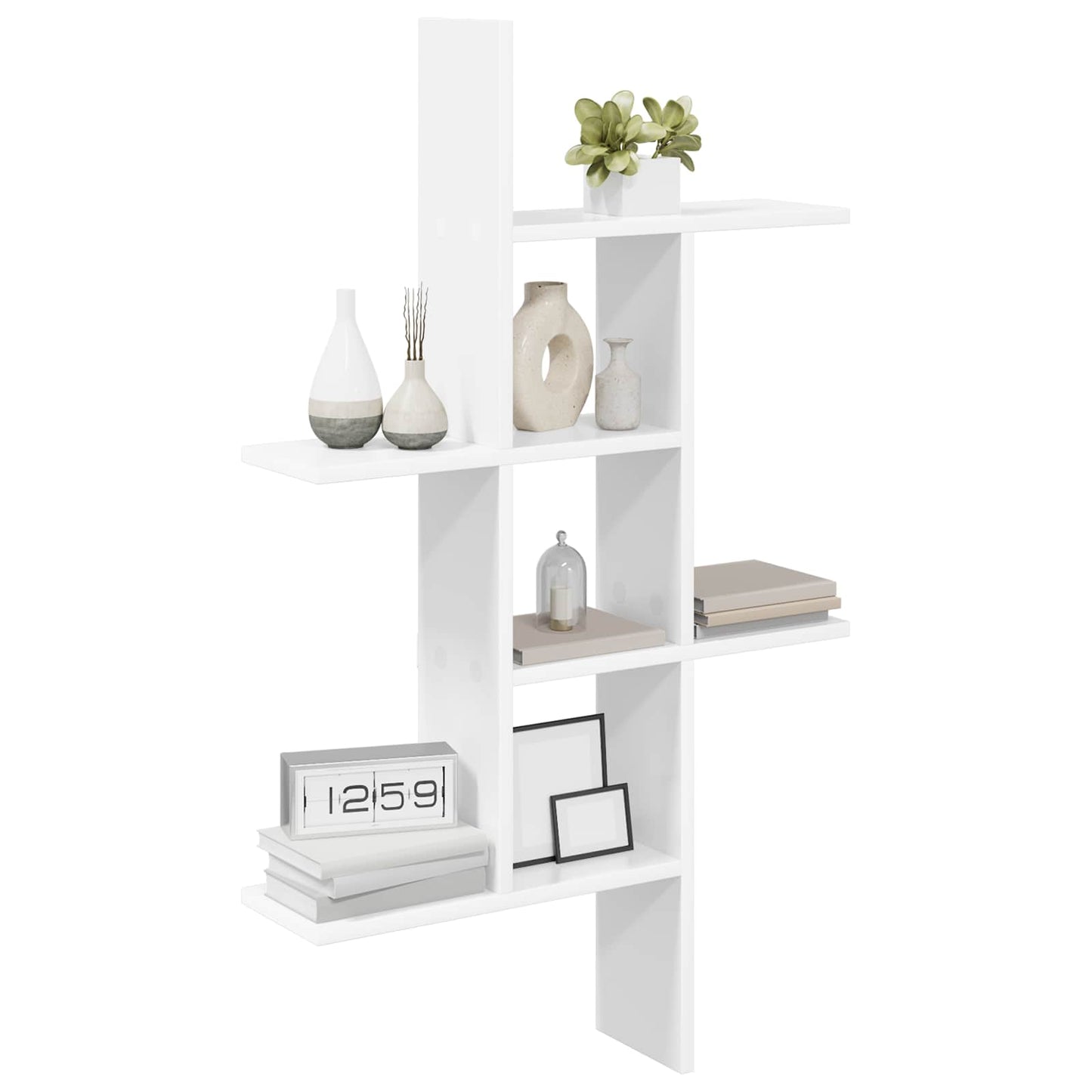 White Wall Shelf 5 Tier Engineered Wood | HomeAndLiving - 3