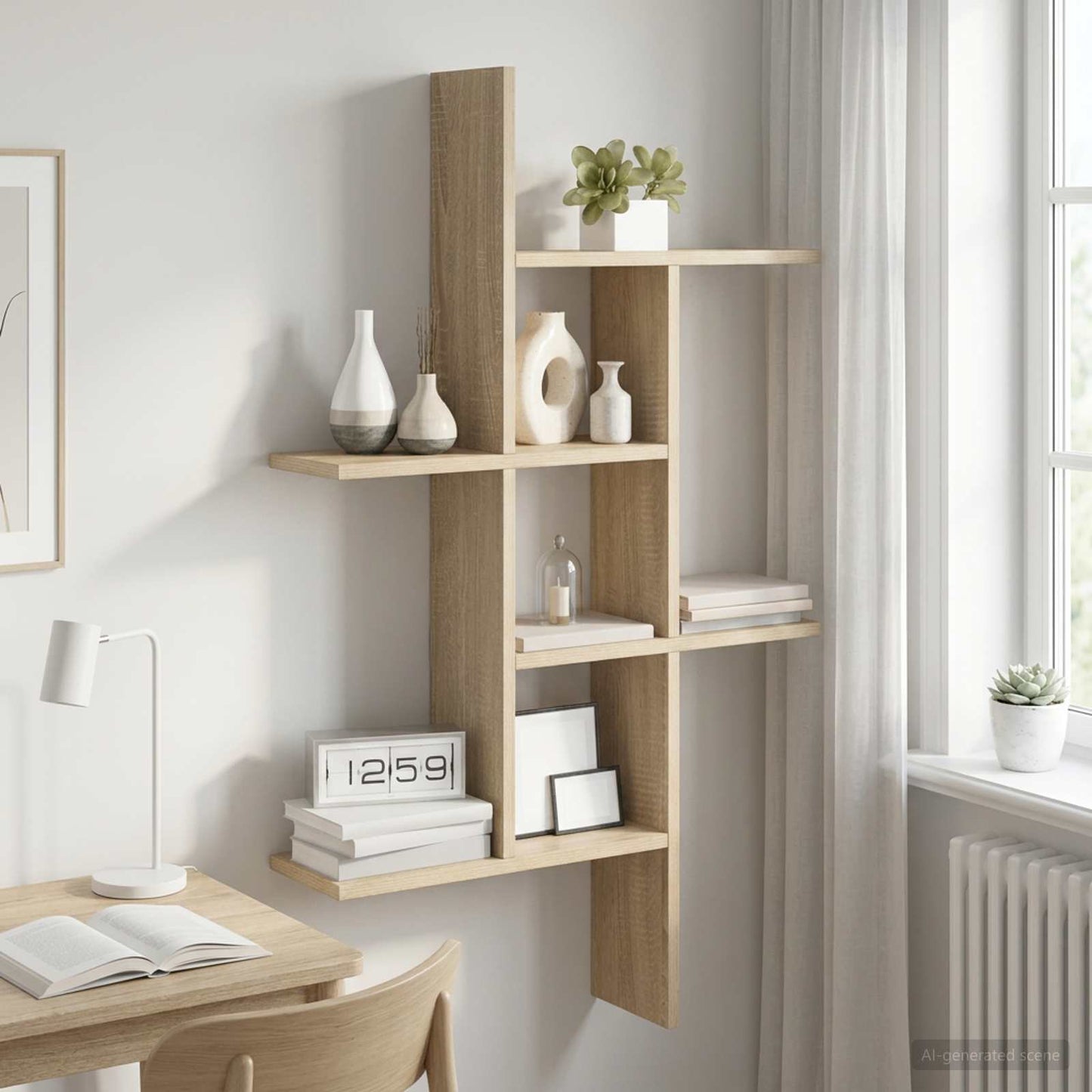 5-Compartment Wall Shelf Sonoma Oak 102cm | HomeAndLiving