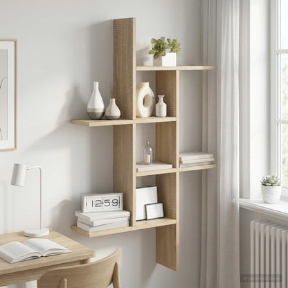 5-Compartment Wall Shelf Sonoma Oak 102cm | HomeAndLiving