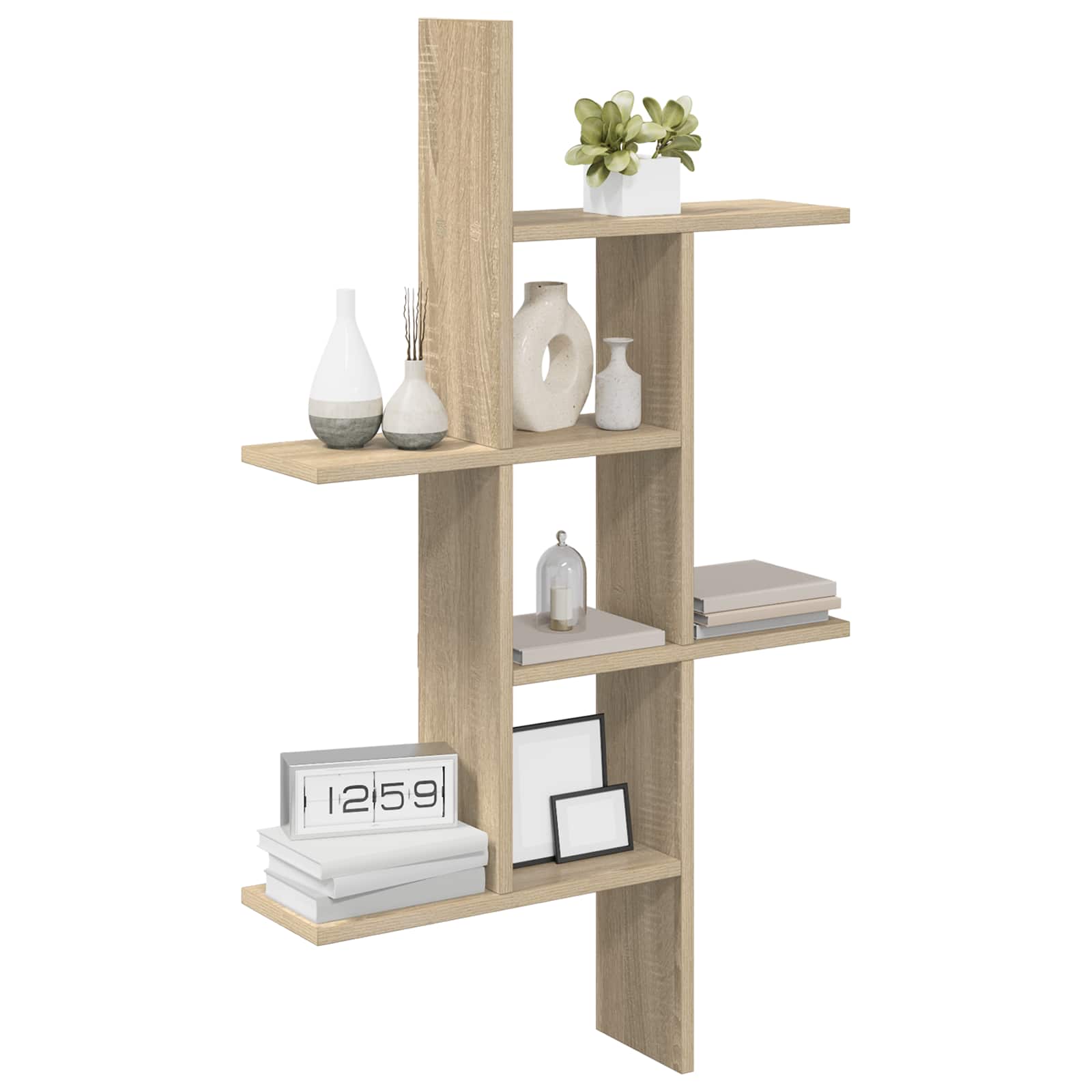 5-Compartment Wall Shelf Sonoma Oak 102cm | HomeAndLiving - 3