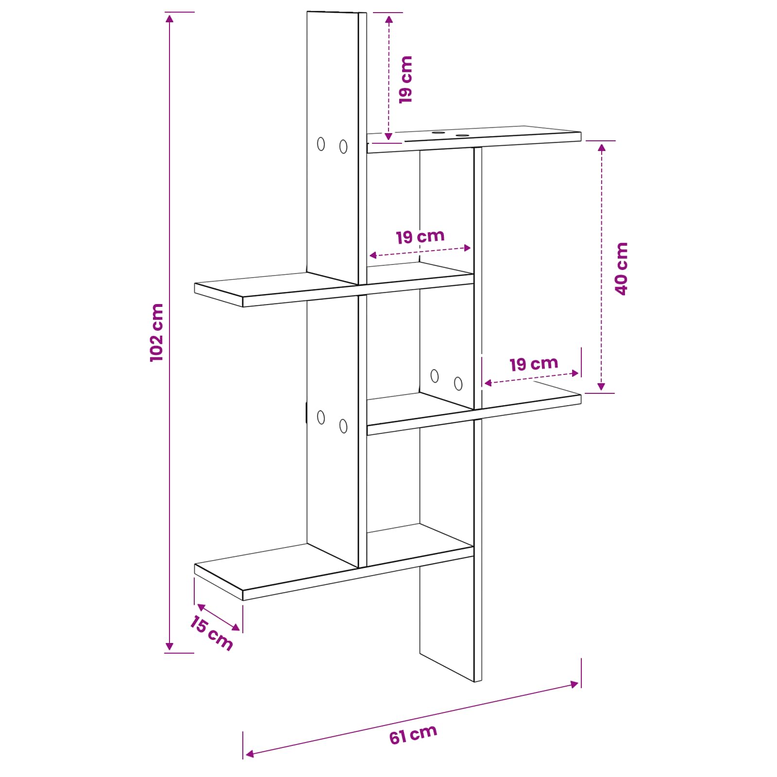 5-Compartment Wall Shelf Sonoma Oak 102cm | HomeAndLiving - 8