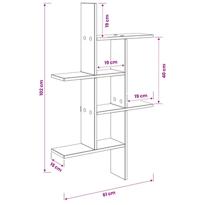 5-Compartment Wall Shelf Sonoma Oak 102cm | HomeAndLiving - 8