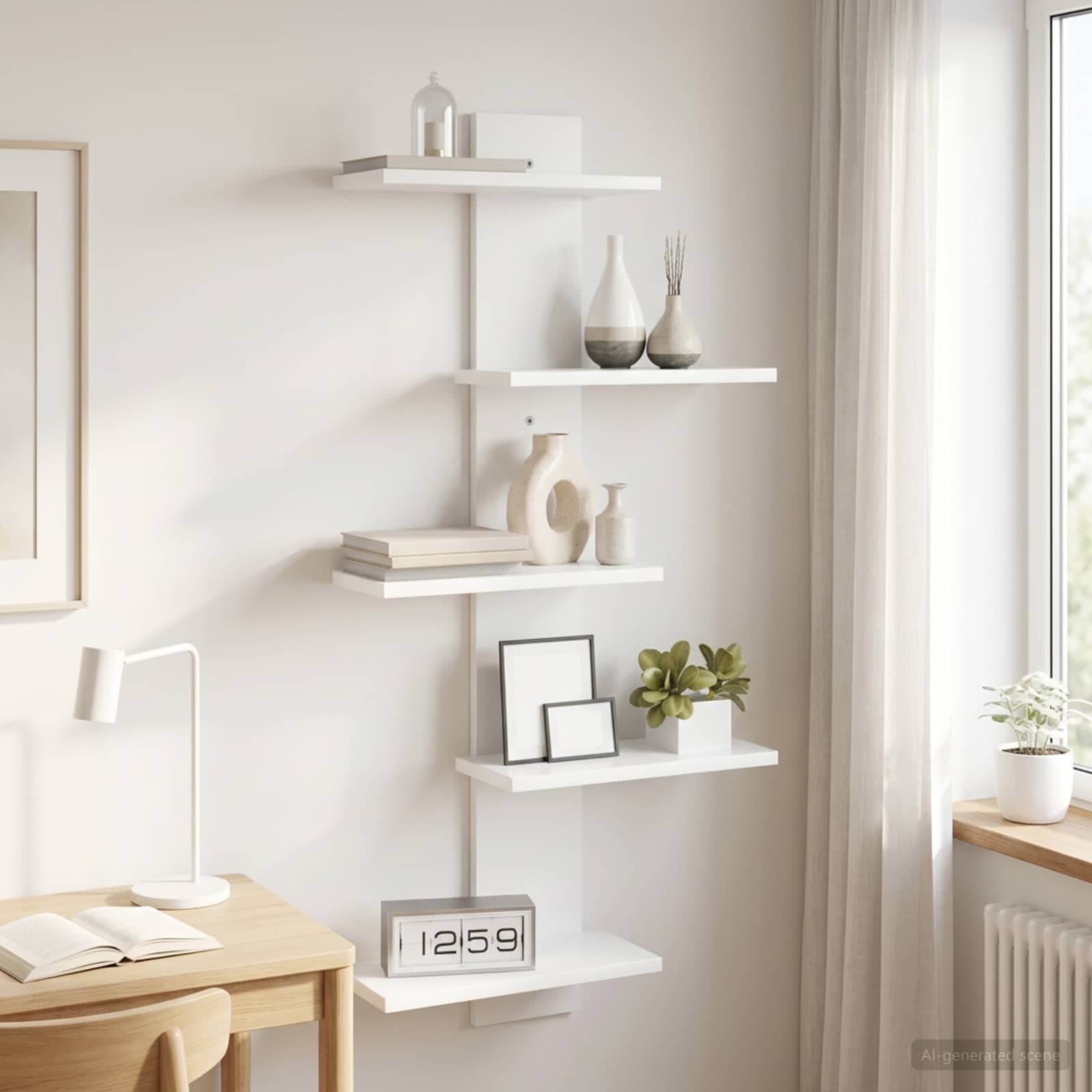 White Floating Wall Shelf 101cm Engineered Wood | HomeAndLiv