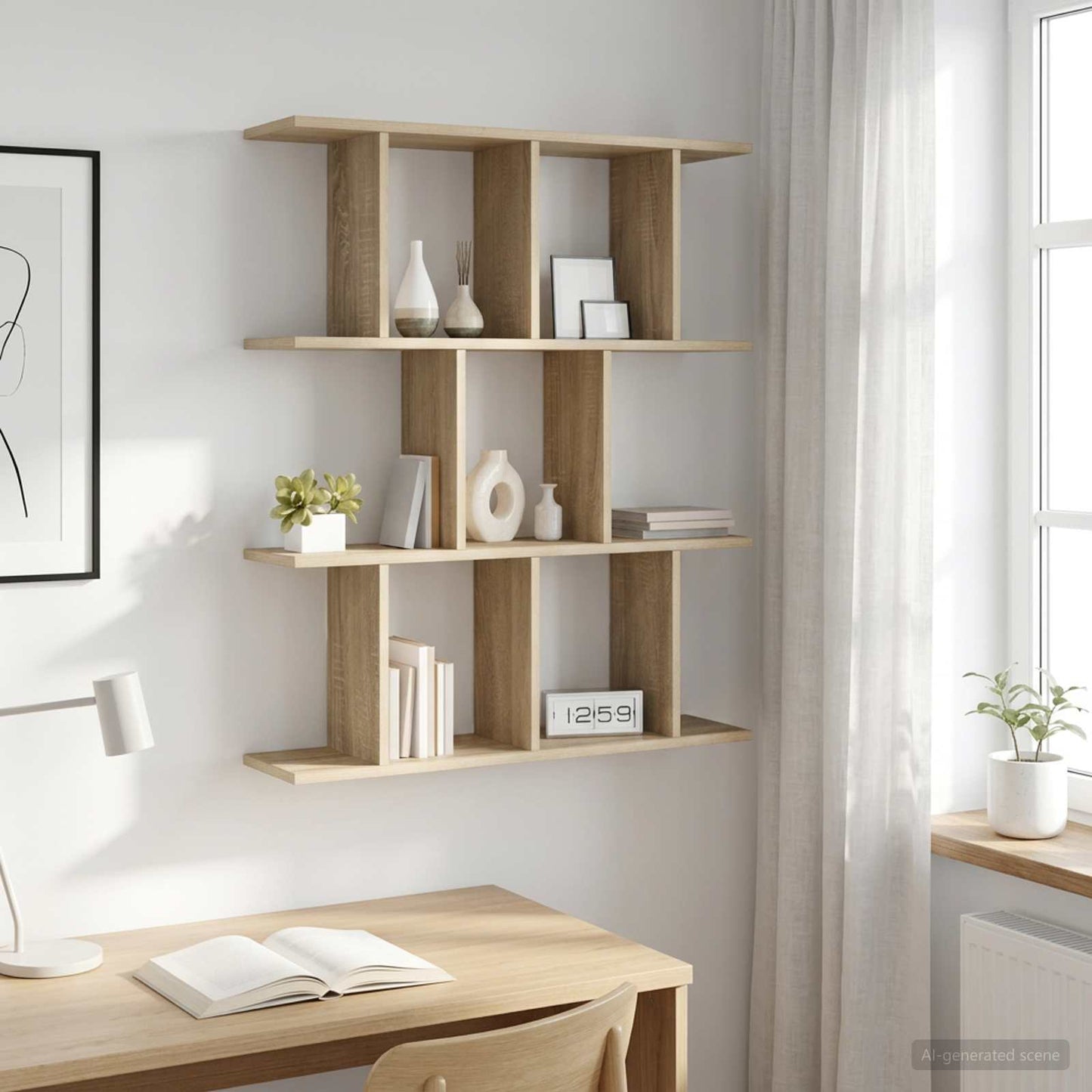 Wall Shelf 11 Compartments Sonoma Oak - 80×20×96cm