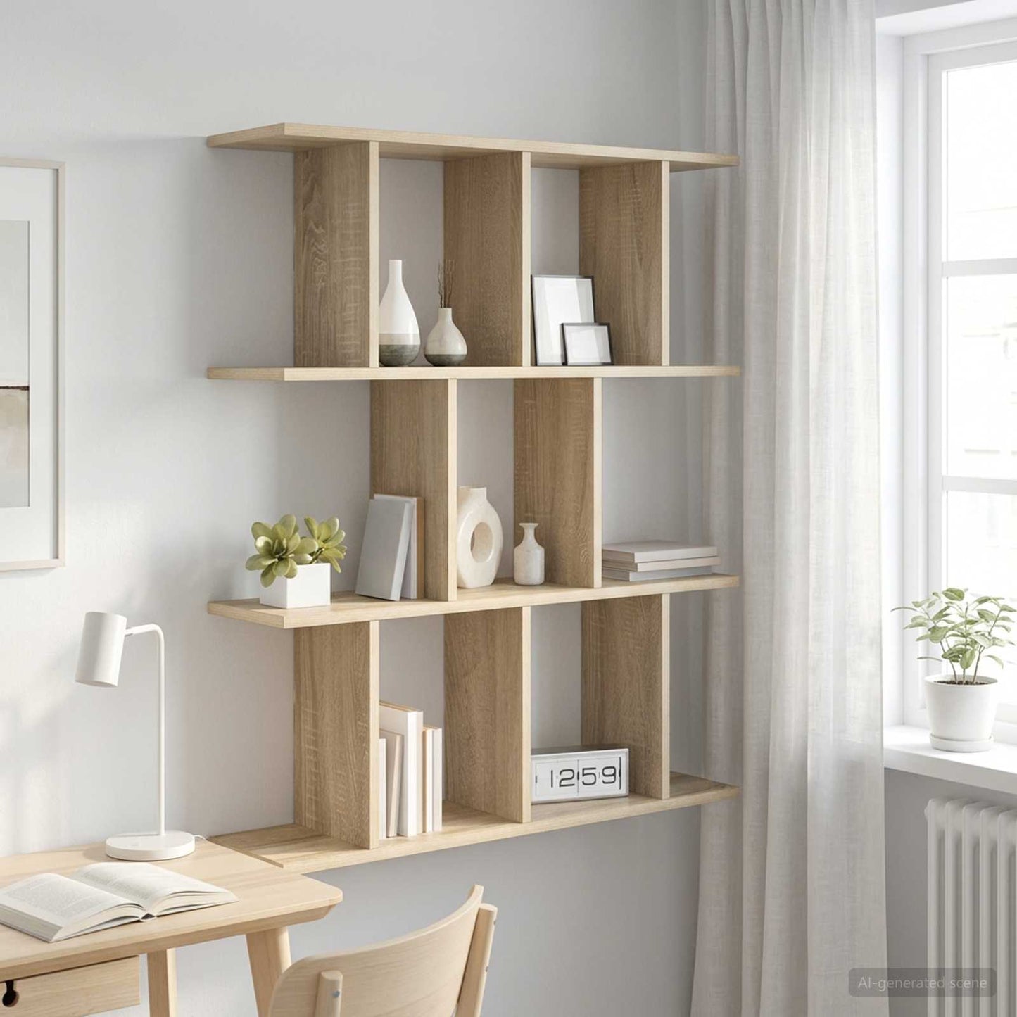 Wall Shelf 11 Compartments Sonoma Oak - 102×20×96cm