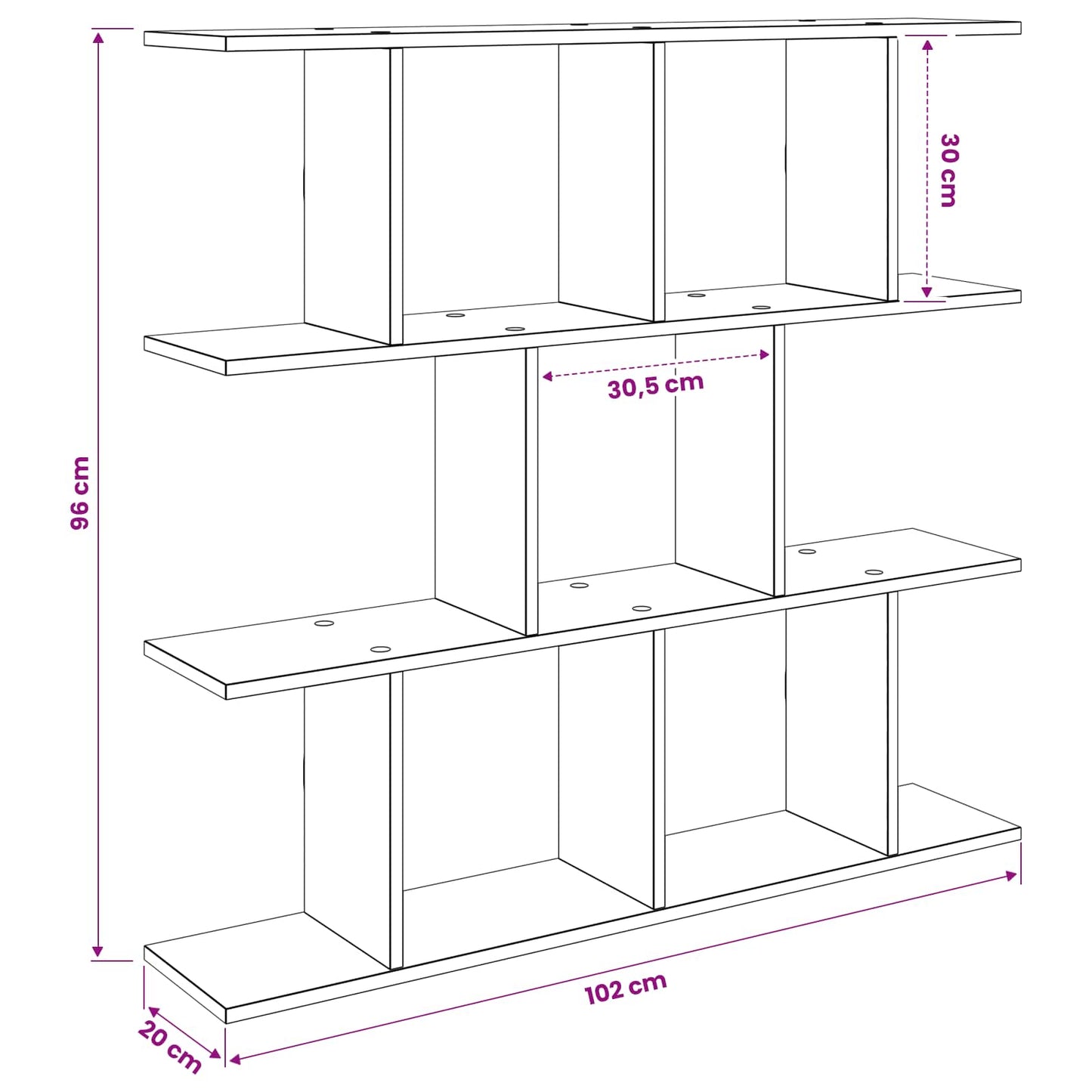 Wall Shelf 11 Compartments Sonoma Oak - 102×20×96cm - 8