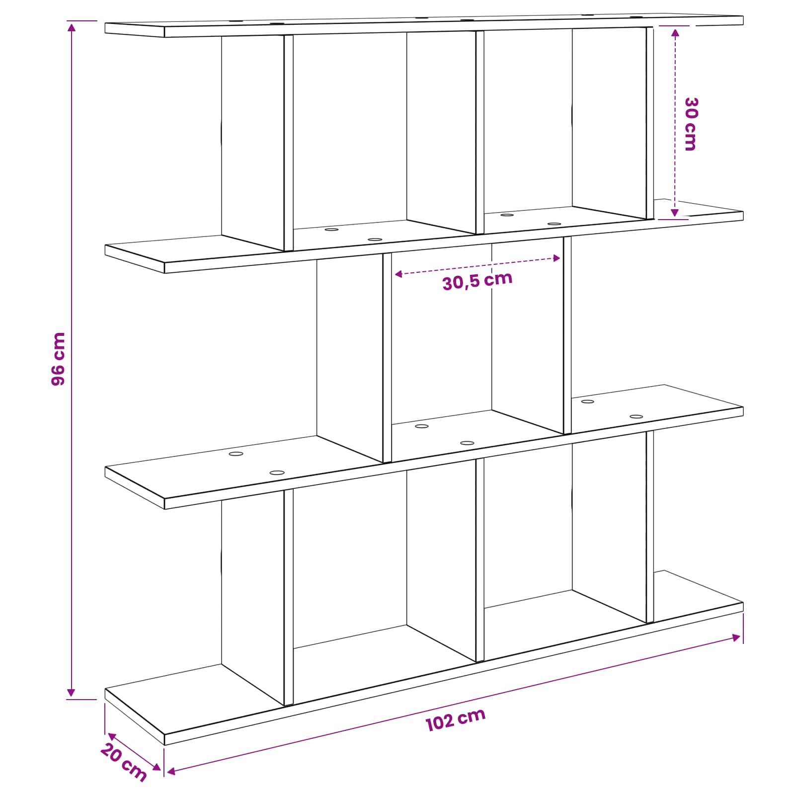 Wall Shelf 11 Compartments Sonoma Oak - 102×20×96cm - 8