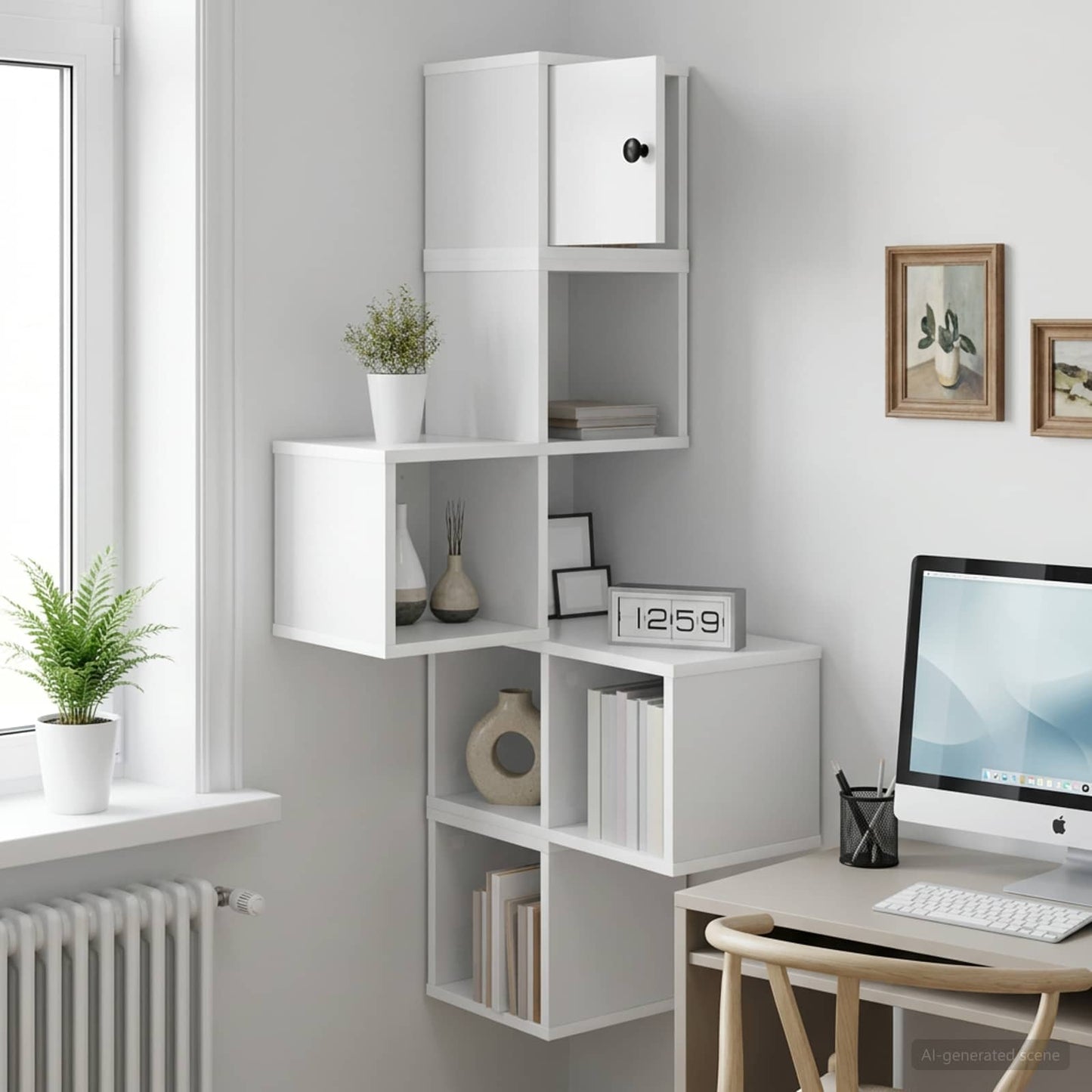 Corner Wall Shelf White 7-Tier 120cm | HomeAndLiving