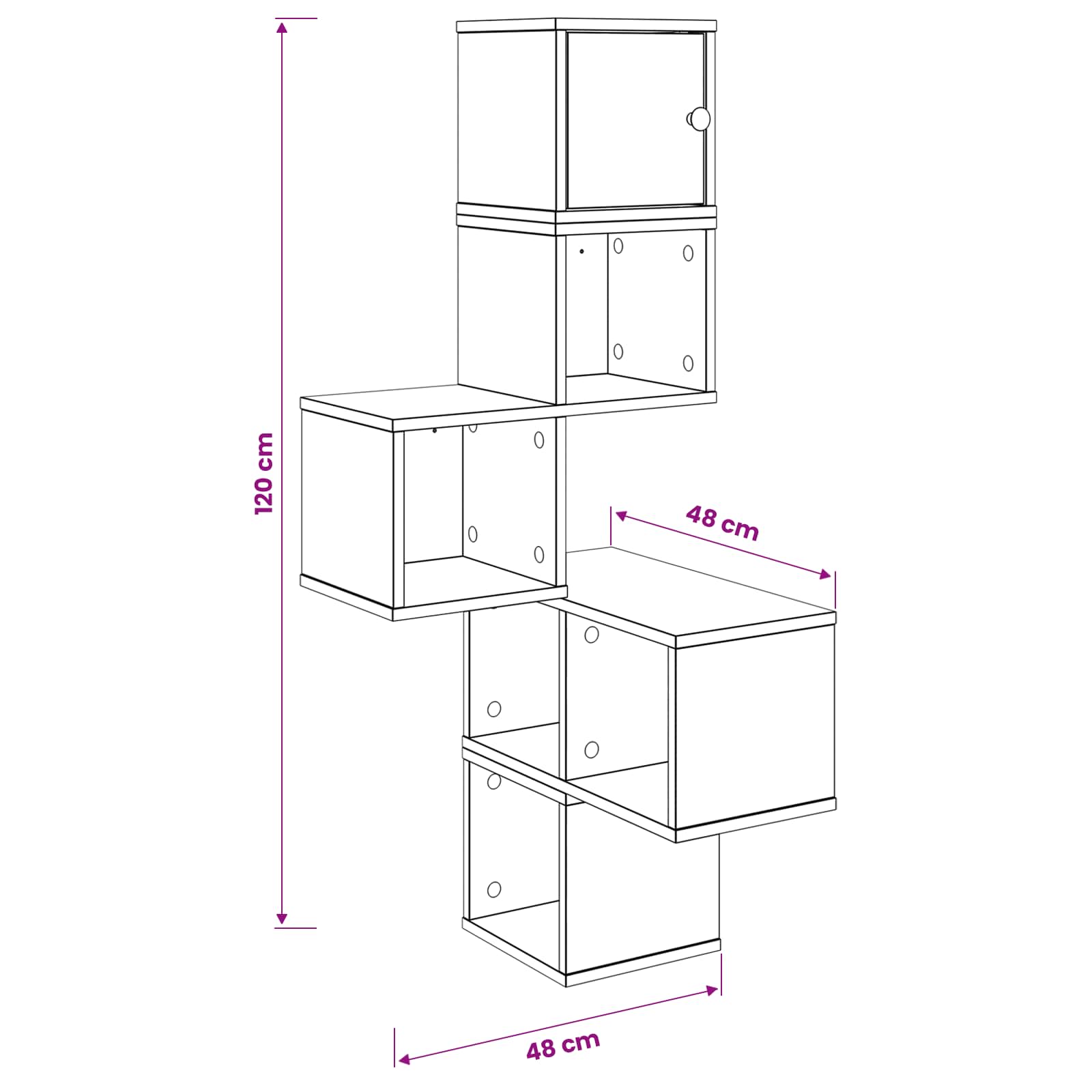 Corner Wall Shelf White 7-Tier 120cm | HomeAndLiving - 9