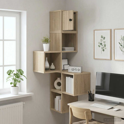 Corner Wall Shelf 7-Tier Sonoma Oak 120cm | HomeAndLiving