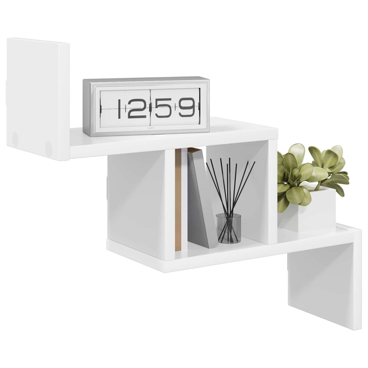 White Wall Shelf 48cm Engineered Wood | HomeAndLiving - 3